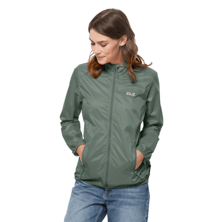 Origins Hedge Green Women's Pack & Go Windshell Brand Jack Wolfskin