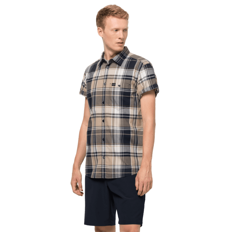 Brand Jack Wolfskin Men's Little Lake Shirt Sand Dune Checks Collection