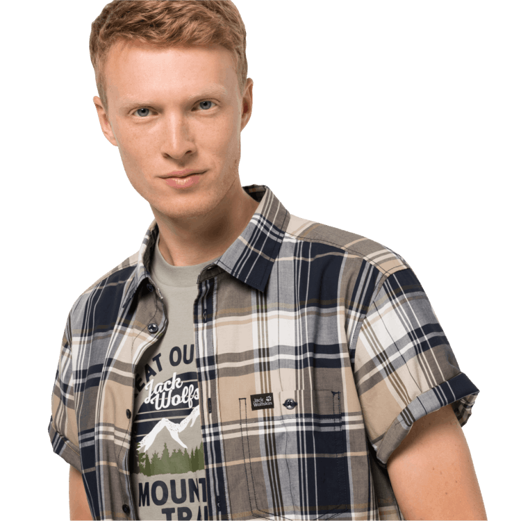 Brand Jack Wolfskin Men's Little Lake Shirt Sand Dune Checks Collection