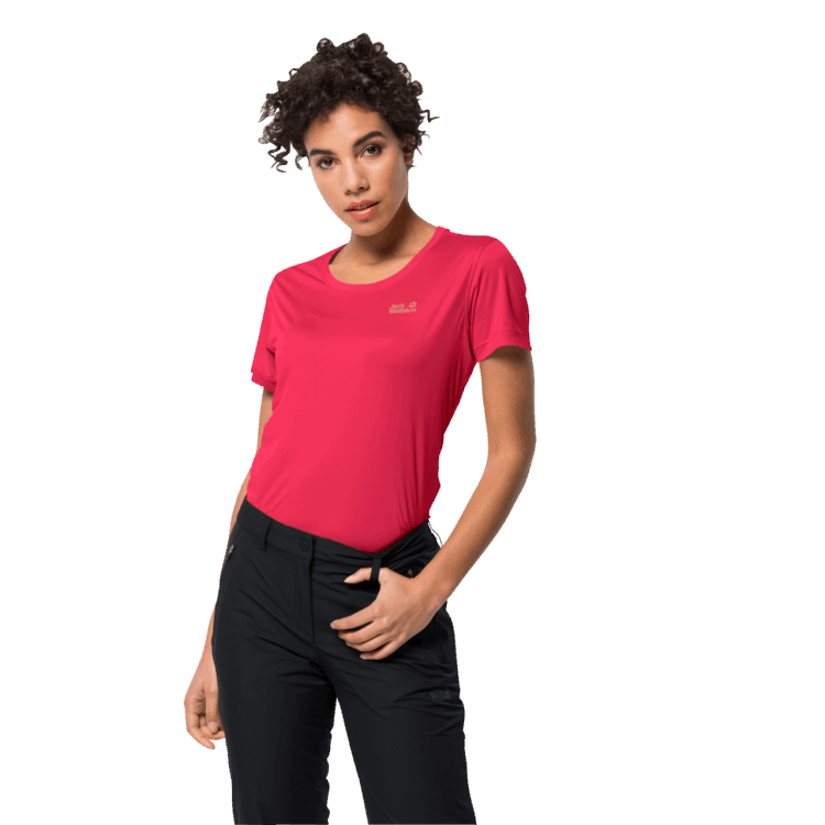 Women's Tech T New Brand Jack Wolfskin Tulip Red
