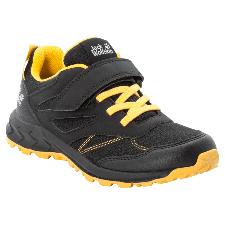 Black-Burly Yellow Xt Fashion Brand Jack Wolfskin Kid's Woodland Low Vc