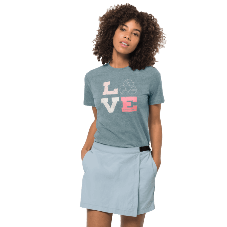Fashion Brand Jack Wolfskin Women's Ocean Love T Teal Grey