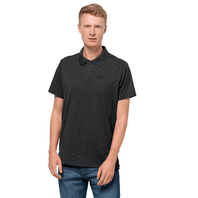 Men's Travel Polo Brand Jack Wolfskin Original Black