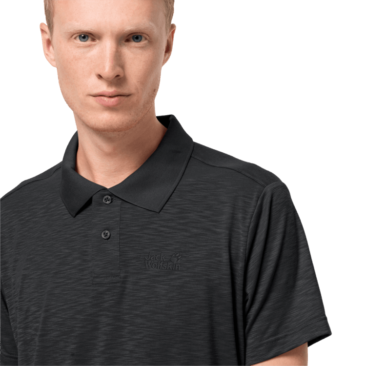 Men's Travel Polo Brand Jack Wolfskin Original Black