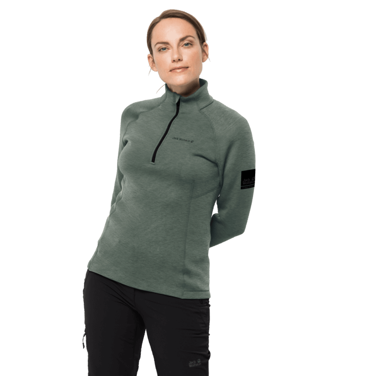 Hedge Green Hot Brand Jack Wolfskin Women's Athletic 1/2 Zip
