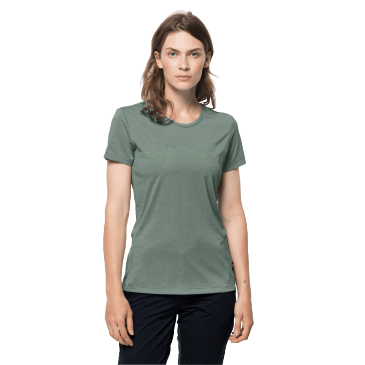 Women's Crosstrail Graphic T Brand Jack Wolfskin Hedge Green