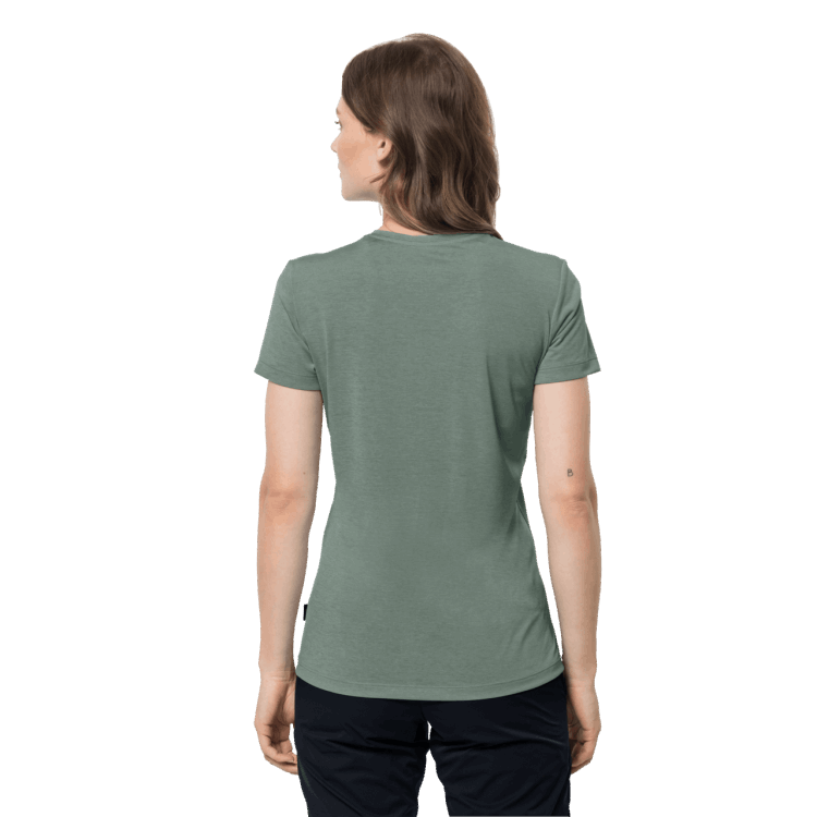 Women's Crosstrail Graphic T Brand Jack Wolfskin Hedge Green