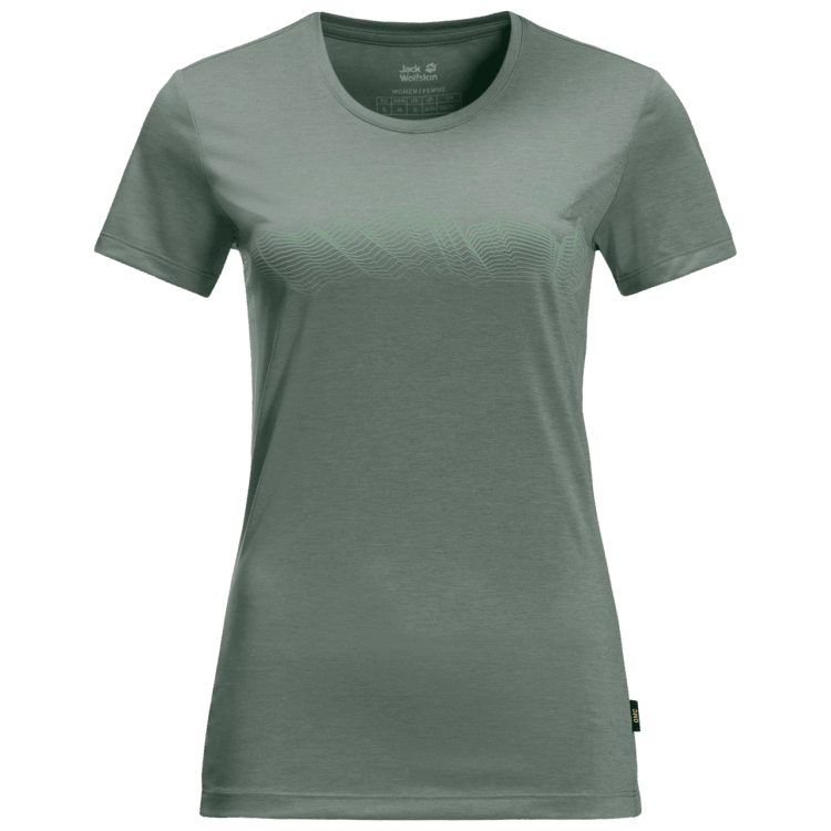 Women's Crosstrail Graphic T Brand Jack Wolfskin Hedge Green