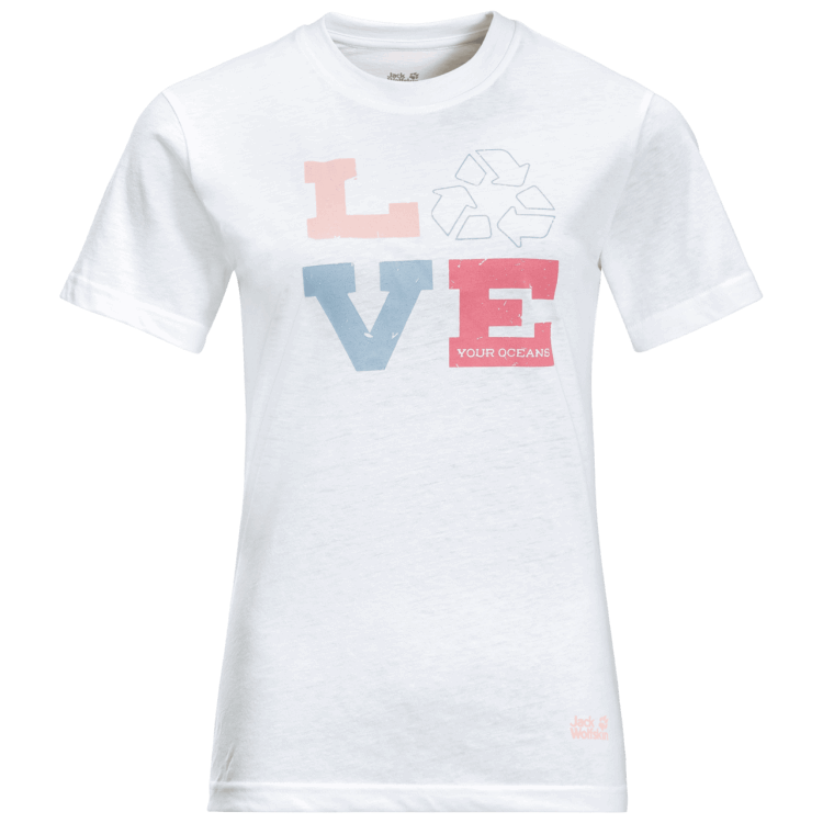 New Brand Jack Wolfskin White Rush Women's Ocean Love T