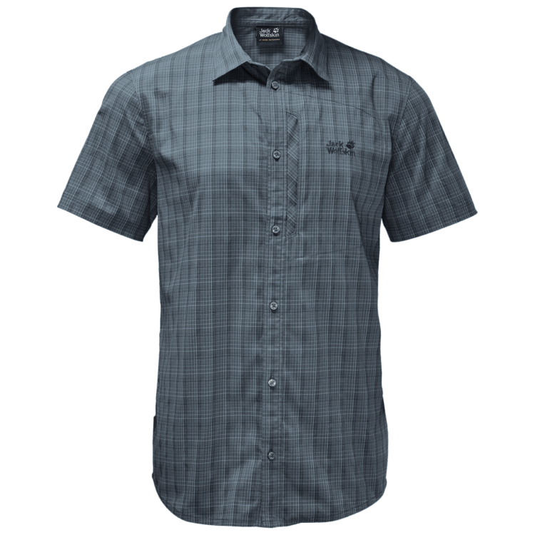 Brand Jack Wolfskin Men's Rays Stretch Vent Shirt Fashion Storm Grey Checks