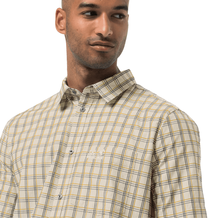 Cotton White Checks Brand Jack Wolfskin Men's Hot Springs Shirt Collections