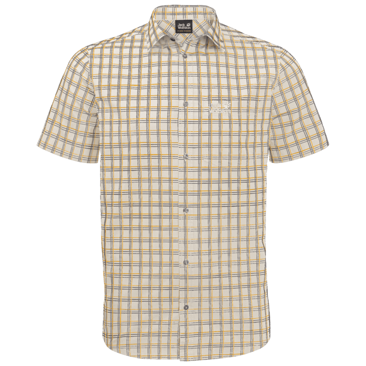 Cotton White Checks Brand Jack Wolfskin Men's Hot Springs Shirt Collections