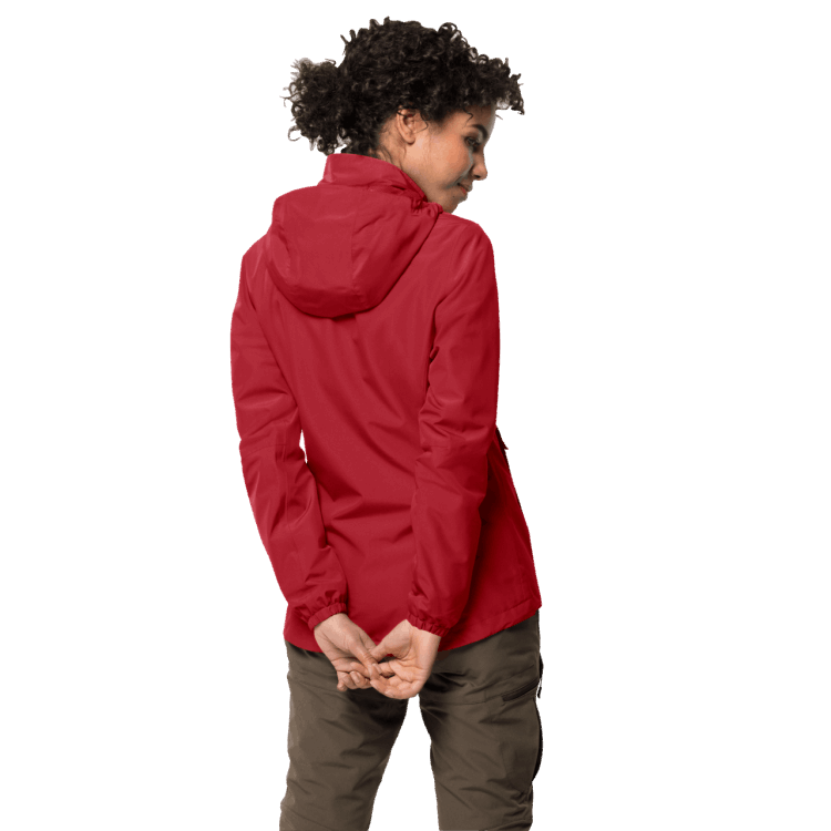 Women's Stormy Point Jacket Bright Scarlet Origins Brand Jack Wolfskin