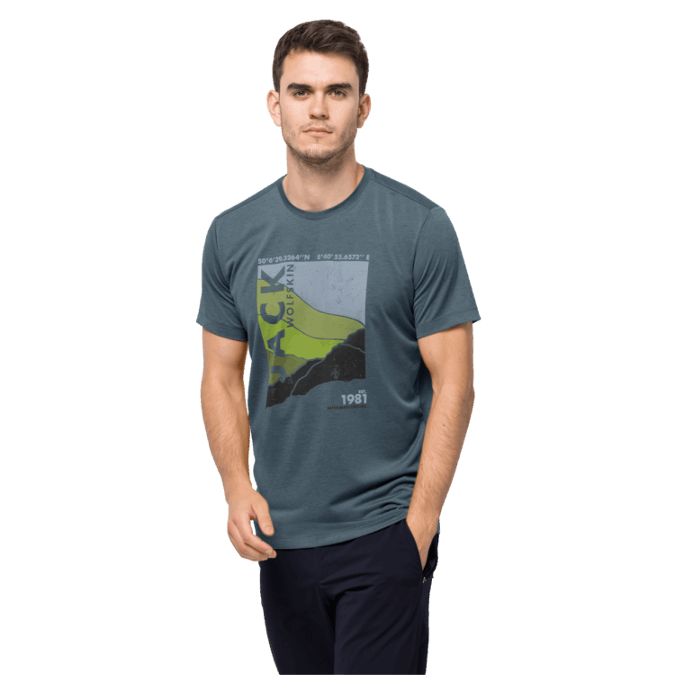 Brand Jack Wolfskin Storm Grey Men's Crosstrail Graphic T Collections
