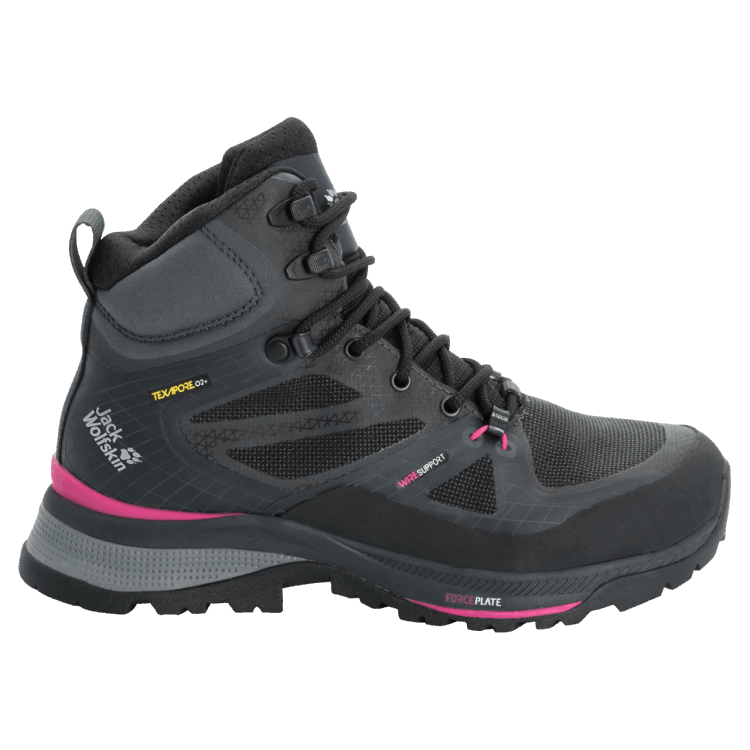 Women's Force Trekker Texapore Mid Black-Pink Collections Brand Jack Wolfskin