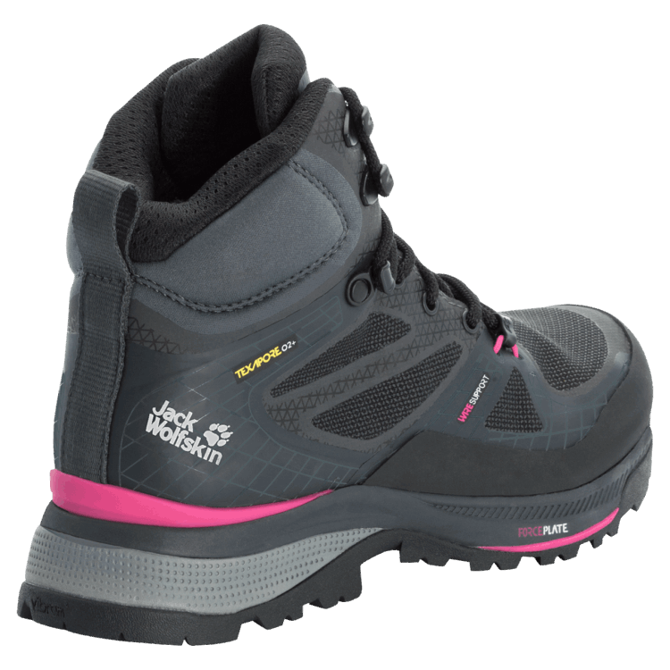 Women's Force Trekker Texapore Mid Black-Pink Collections Brand Jack Wolfskin