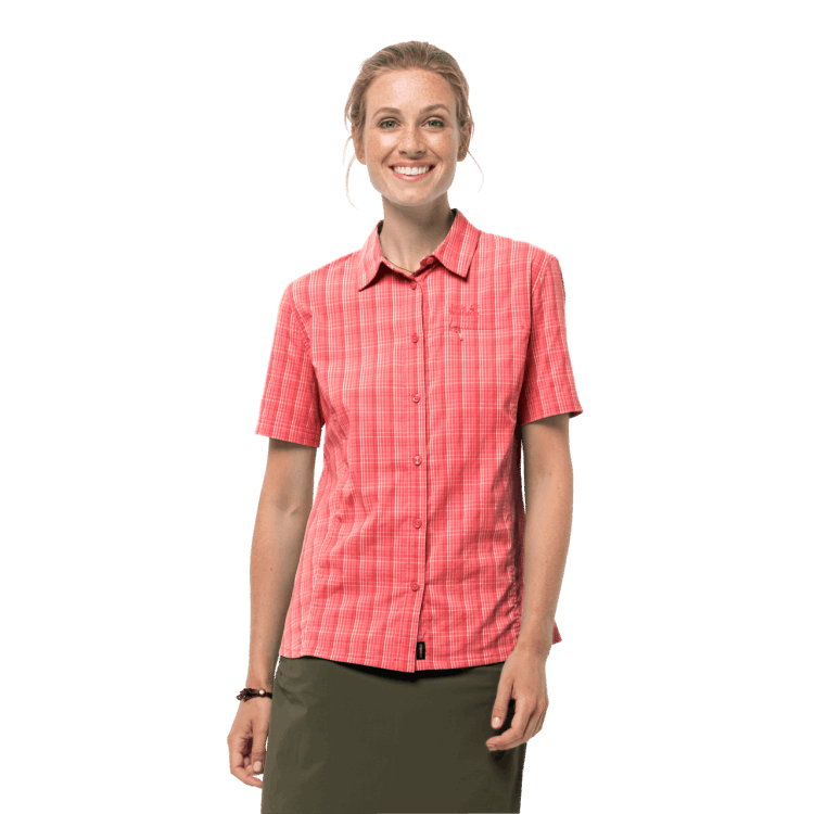 Fashion Women's Centaura Shirt Desert Rose Checks Brand Jack Wolfskin