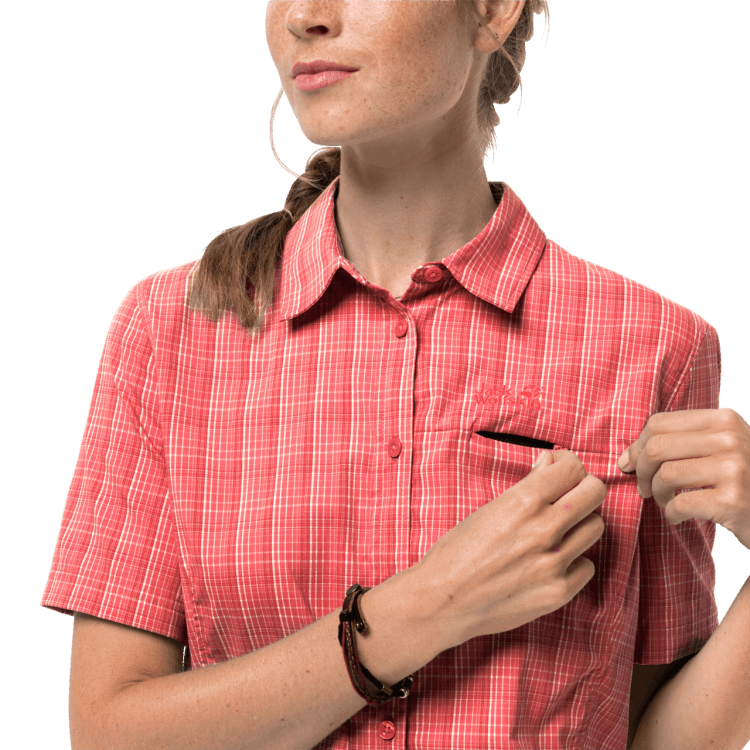 Fashion Women's Centaura Shirt Desert Rose Checks Brand Jack Wolfskin