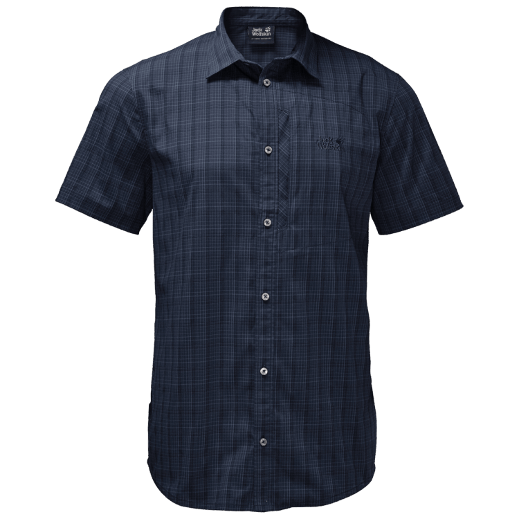 Brand Jack Wolfskin Hot Men's Rays Stretch Vent Shirt Night Blue Checks