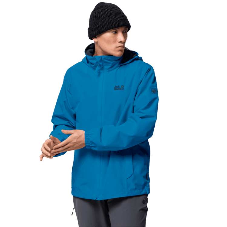 Men's Stormy Point Jacket Fashion Brand Jack Wolfskin Blue Pacific