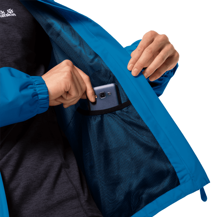 Men's Stormy Point Jacket Fashion Brand Jack Wolfskin Blue Pacific