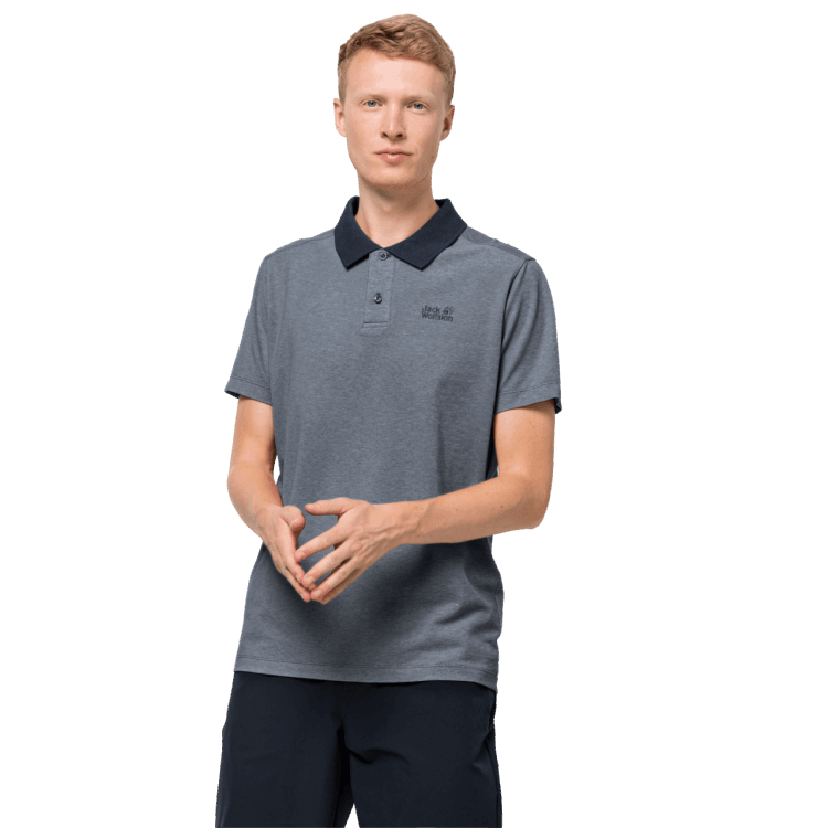 Men's Pique Polo Brand Jack Wolfskin Night Blue Hot