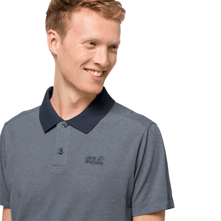 Men's Pique Polo Brand Jack Wolfskin Night Blue Hot
