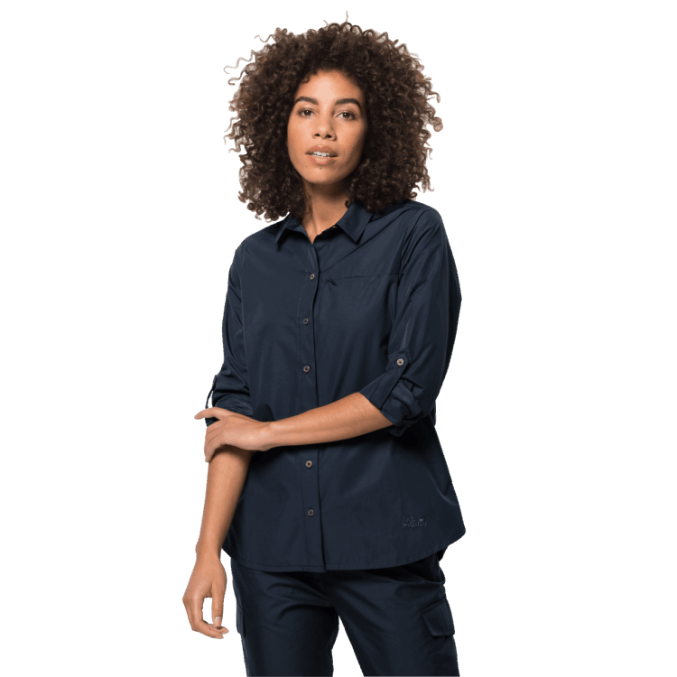 Women's Lakeside Roll-Up Shirt Night Blue Brand Jack Wolfskin Original