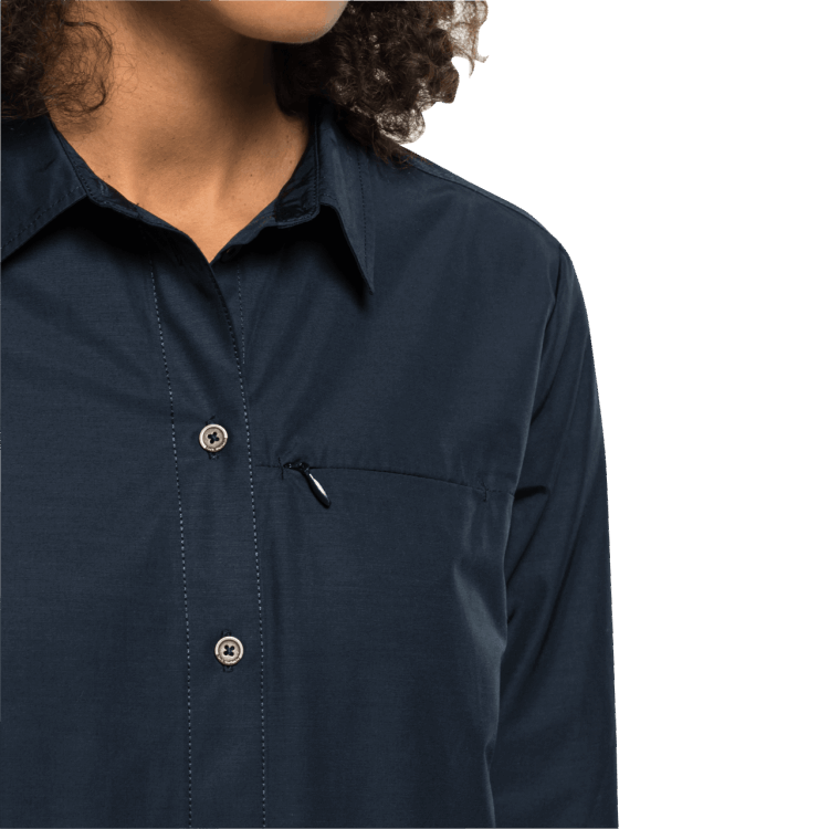 Women's Lakeside Roll-Up Shirt Night Blue Brand Jack Wolfskin Original