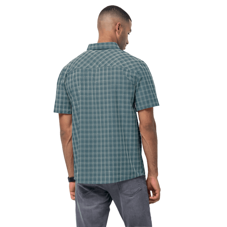 Teal Grey Checks Brand Jack Wolfskin Collection Men's Hot Springs Shirt