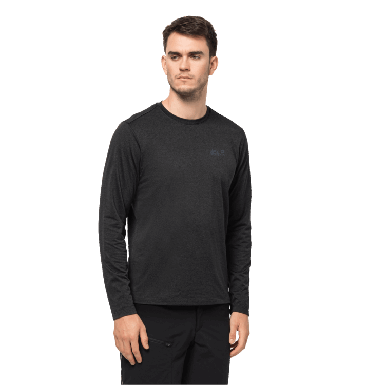 Men's Sky Thermal Ls T New Black Brand Jack Wolfskin