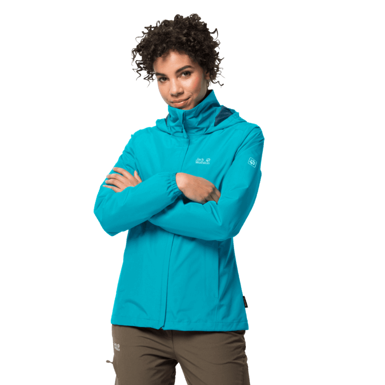 Women's Stormy Point Jacket Dark Aqua Brand Jack Wolfskin Origin