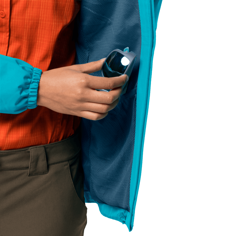 Women's Stormy Point Jacket Dark Aqua Brand Jack Wolfskin Origin