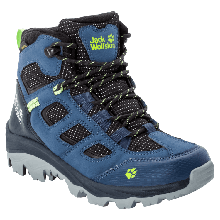 Dark Blue-Lime Fashion Kid's Vojo Texapore Mid Brand Jack Wolfskin