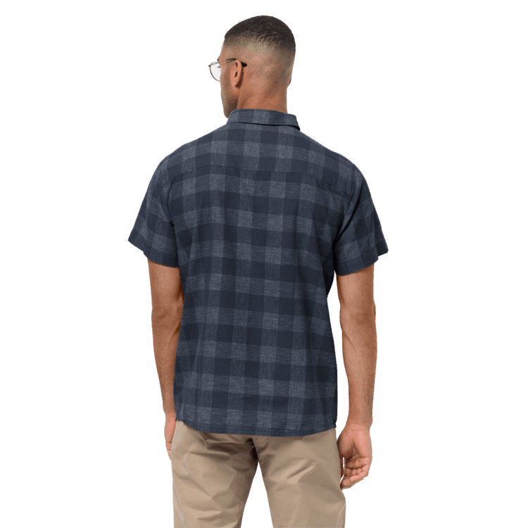 Men's Highlands Shirt Original Night Blue Checks Brand Jack Wolfskin