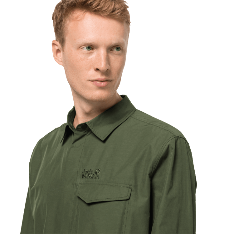 Brand Jack Wolfskin Men's Lakeside Roll-Up Shirt Hot Greenwood