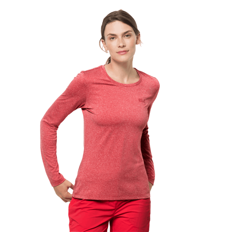 Women's Sky Thermal Ls T Origins Coral Red Brand Jack Wolfskin