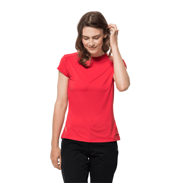 Collections Brand Jack Wolfskin Tulip Red Women's Tasman Short Sleeve