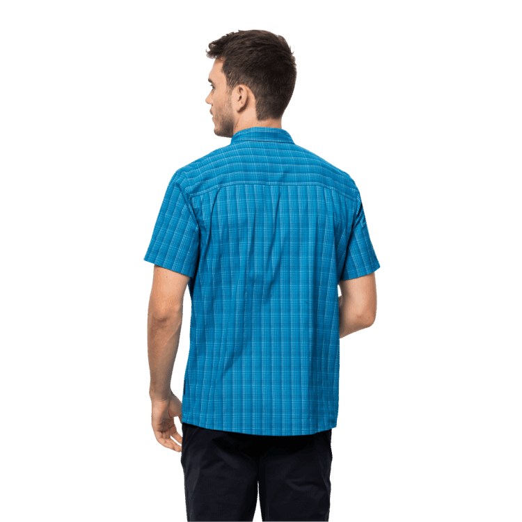 Brand Jack Wolfskin Best Blue Pacific Checks Men's Rays Stretch Vent Shirt