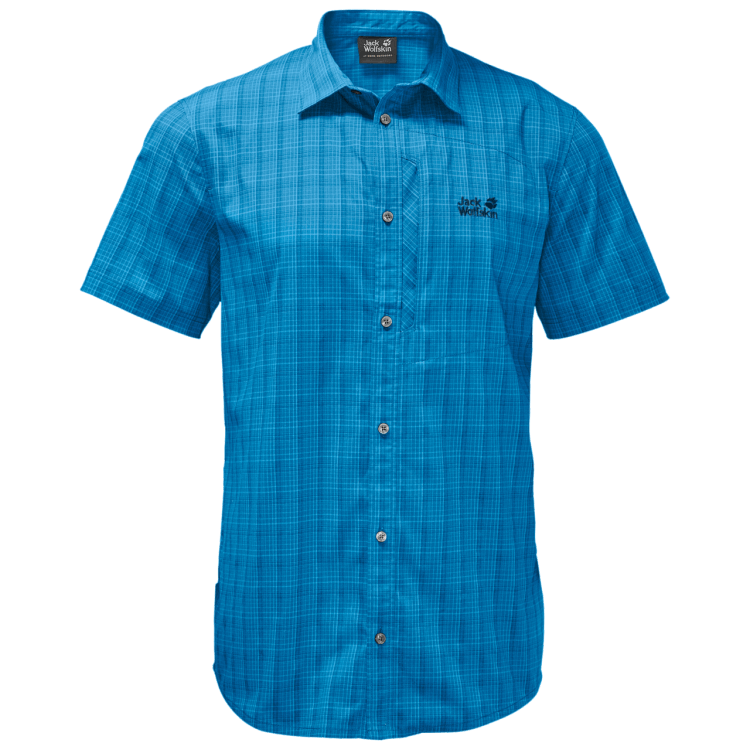 Brand Jack Wolfskin Best Blue Pacific Checks Men's Rays Stretch Vent Shirt