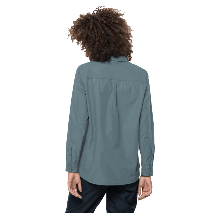 Women's Lakeside Roll-Up Shirt Best Brand Jack Wolfskin Teal Grey