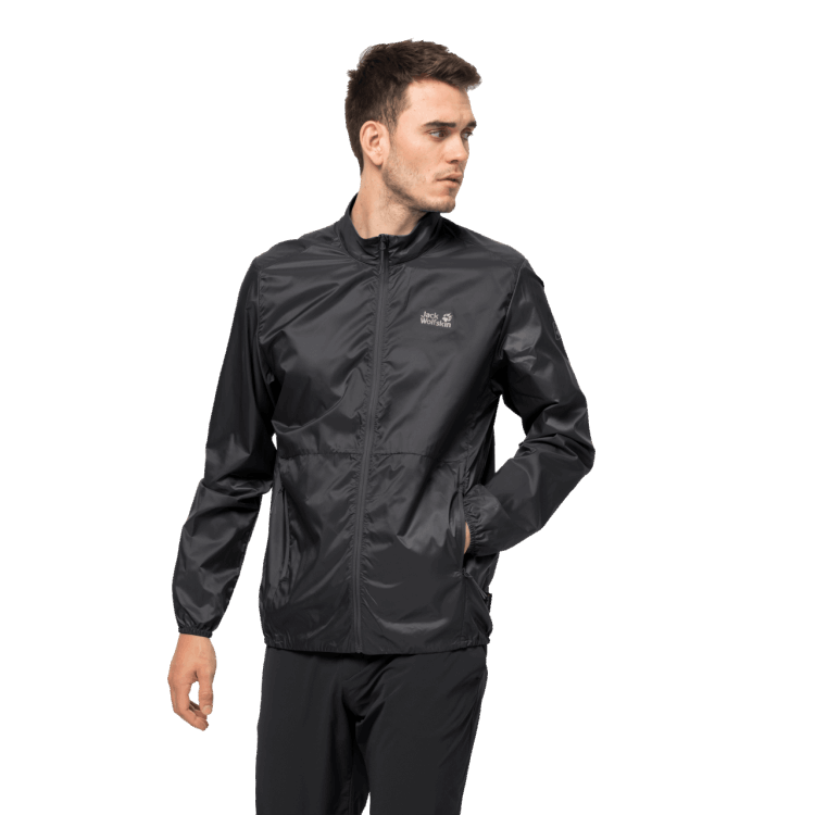 Black Men's Pack & Go Windshell Brands Brand Jack Wolfskin