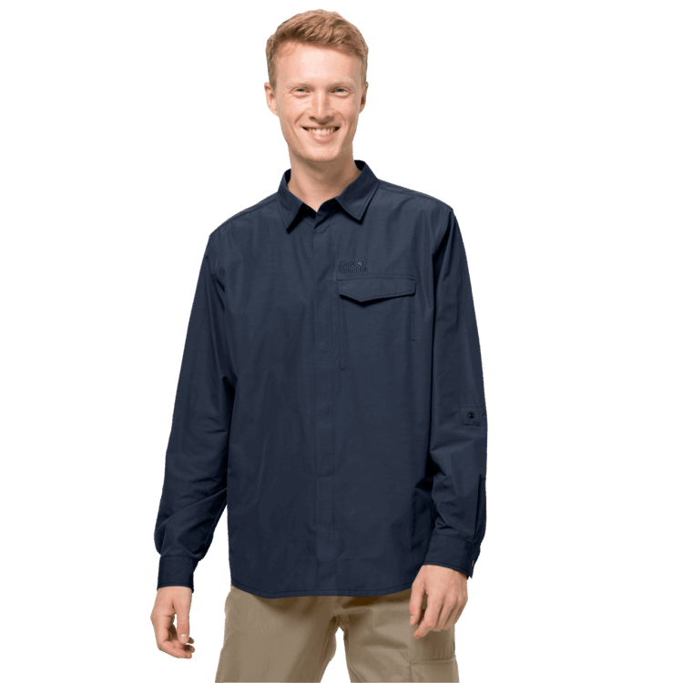 Brand Jack Wolfskin Men's Lakeside Roll-Up Shirt Night Blue Original