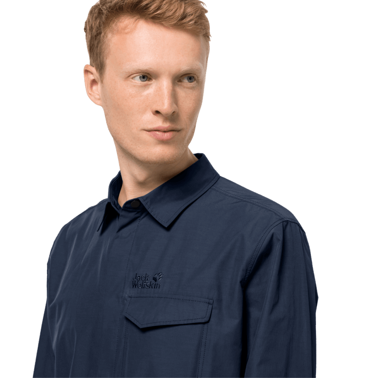 Brand Jack Wolfskin Men's Lakeside Roll-Up Shirt Night Blue Original