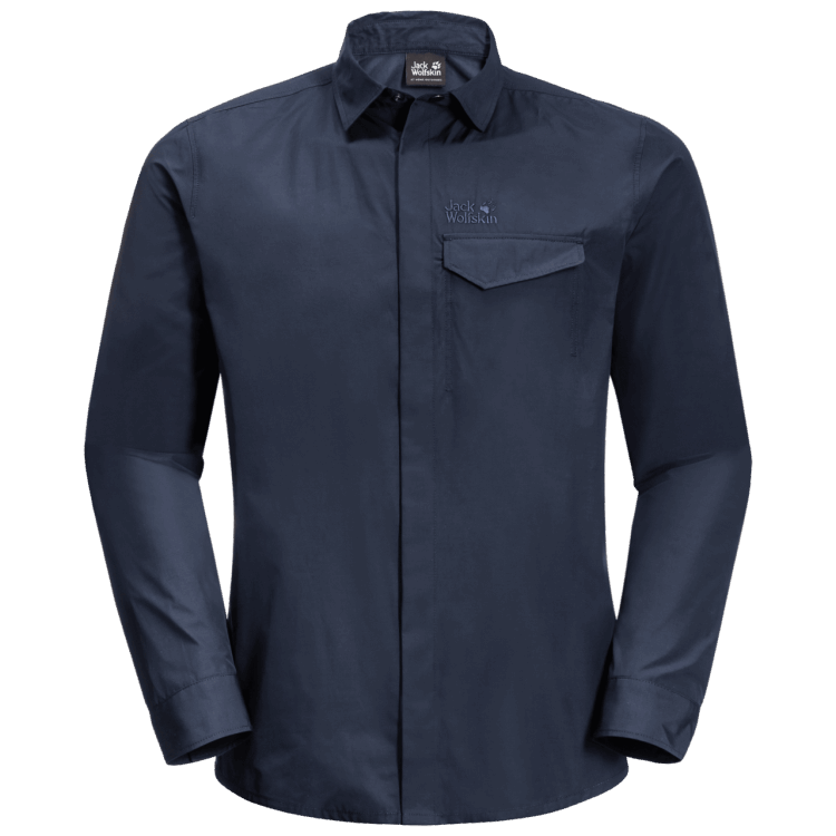 Brand Jack Wolfskin Men's Lakeside Roll-Up Shirt Night Blue Original