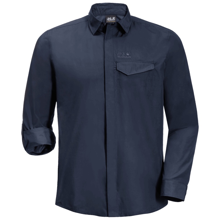 Brand Jack Wolfskin Men's Lakeside Roll-Up Shirt Night Blue Original