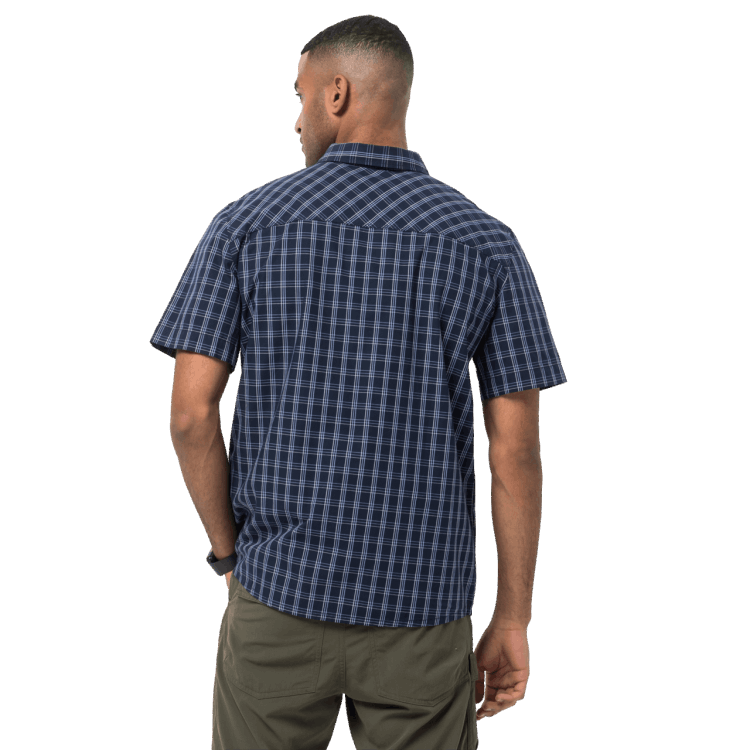 Night Blue Checks Origins Men's Hot Springs Shirt Brand Jack Wolfskin