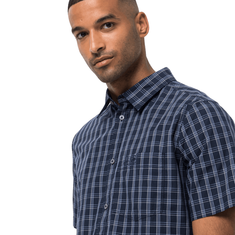 Night Blue Checks Origins Men's Hot Springs Shirt Brand Jack Wolfskin
