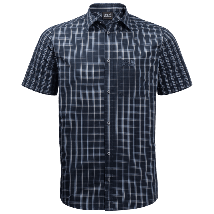 Night Blue Checks Origins Men's Hot Springs Shirt Brand Jack Wolfskin