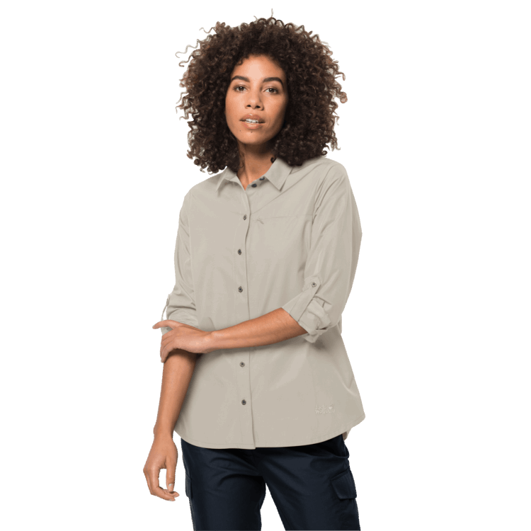 Women's Lakeside Roll-Up Shirt Dusty Grey Hot Brand Jack Wolfskin